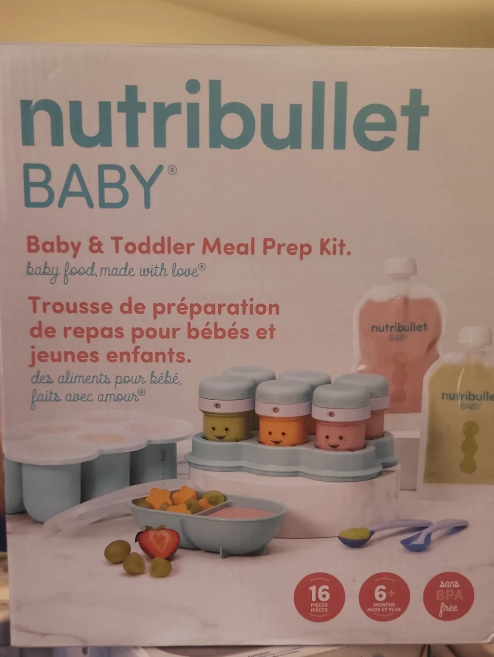 The NutriBullet Baby & Toddler Meal Prep Kit is a 16-piece set BRAND NEW